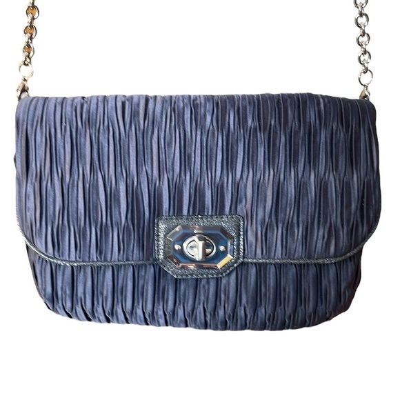 Coach Handbags - COACH UEC Vintage Blue Clutch or Shoulder Bag Ruched Leather Trim